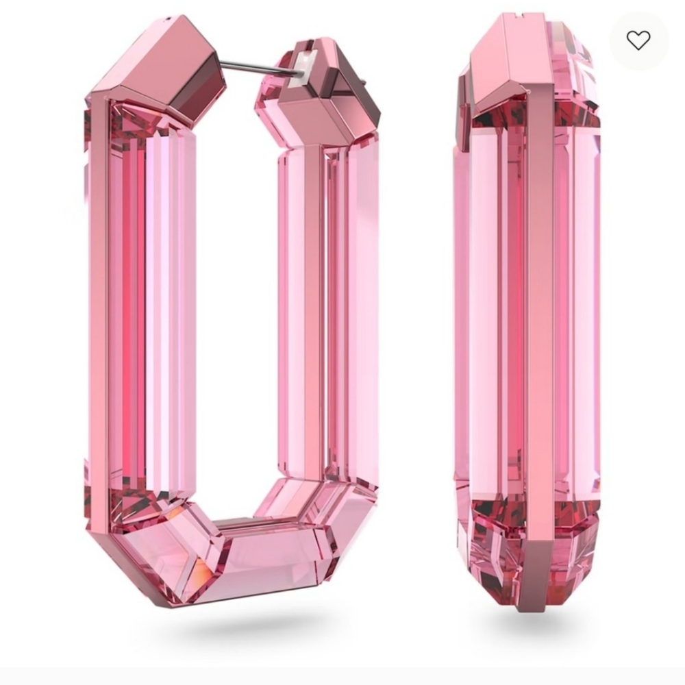 🌷NWT AUOTENTIC Swarovski Pink Lucent hoop earrings